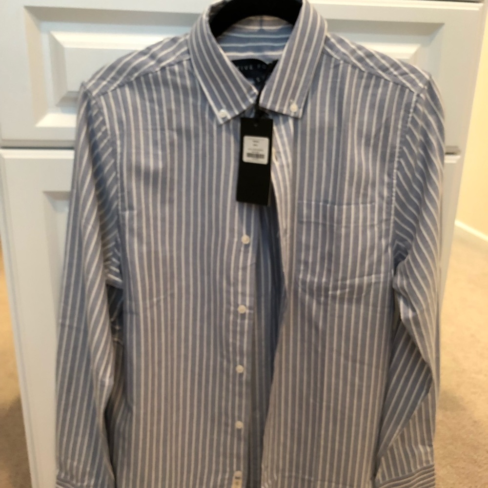 Blue & White Striped Button Down NWT